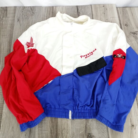 Firestone Racing Red White Blue Windbreaker Jacket Made in USA XXL - Picture 1 of 12